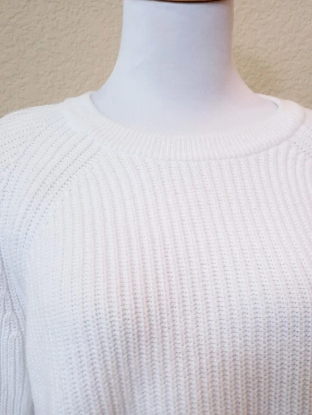 J. Crew white combed knit 100% cotton crewneck sweater